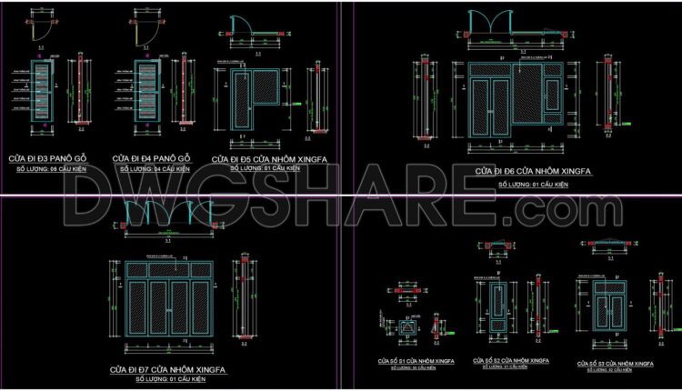 587. Detailed CAD Drawings Of Doors, Windows For Download