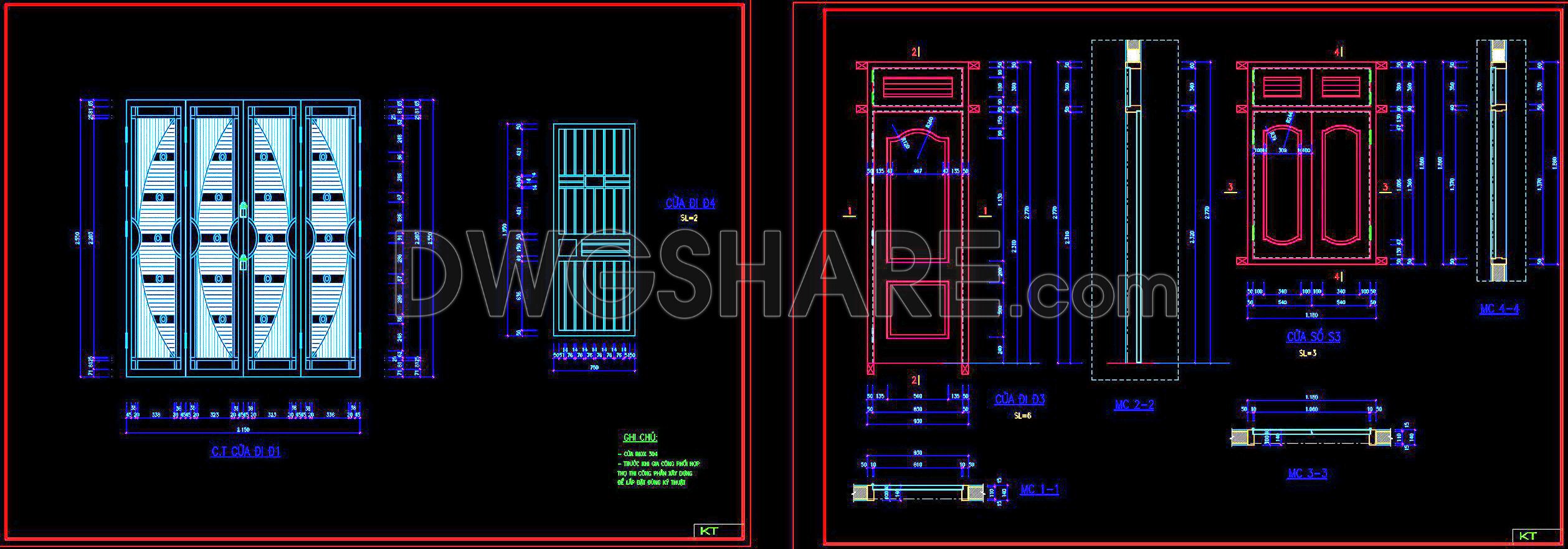 590. Detailed CAD Drawings Of Doors, Windows For Download