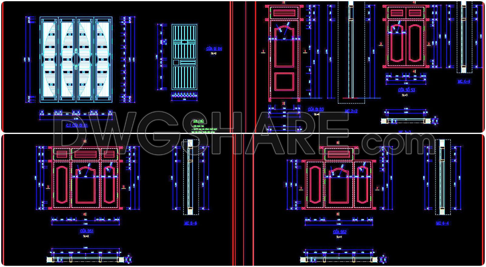 590. Detailed CAD Drawings Of Doors, Windows For Download