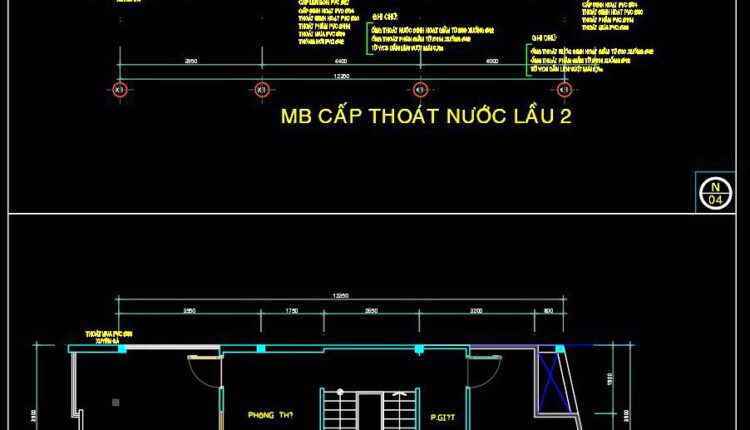 95. CAD drawings detailing the design of water supply and drainage systems for a 3-story townhouse