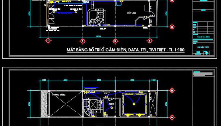 98. CAD drawings for detailed electrical designs for a 3-story townhouse