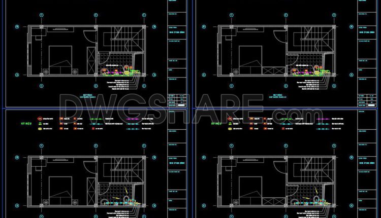 105. CAD drawings detailing the design of water supply and drainage systems for a 6-story townhouse