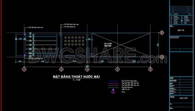 106. CAD drawings detailing the design of water supply and drainage systems for a 3-story townhouse