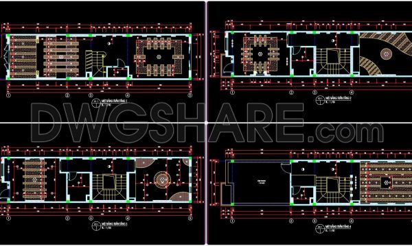 2 years ago
                

                
             736134. Detailed CAD drawings for the ceiling layout design of a 4-story townhouse