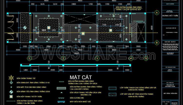 135. Detailed CAD drawings for the ceiling layout design of a 3-story townhouse