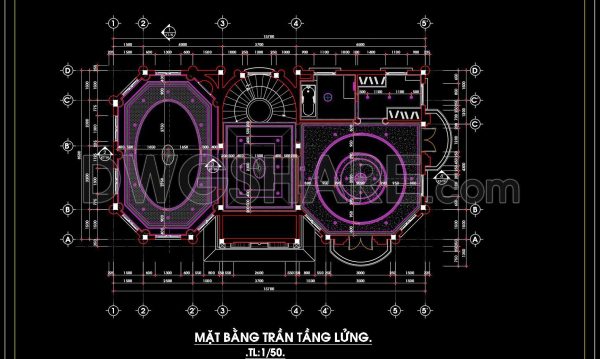 2 years ago
                

                
             798136. Detailed CAD drawings for the ceiling layout design of a 3-story townhouse