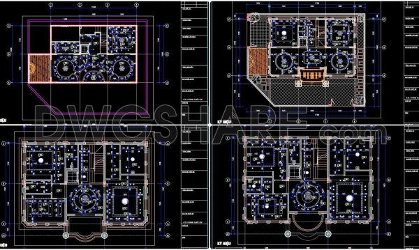 2 years ago
                

                
             1,084142. Detailed CAD drawings for the ceiling layout design of a 4-story townhouse