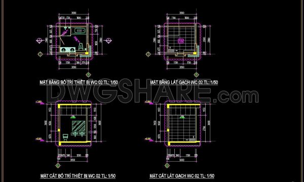 2 years ago
                

                
             425266. Free download of CAD technical drawings for the construction of bathrooms in townhouses