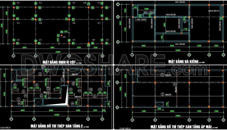 269. Structural Drawings Of 2-Story House A Complete Project 6.6m x 16m For Download