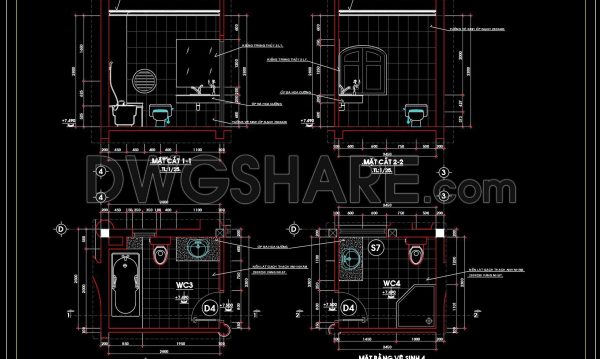 2 years ago
                

                
             606275. Free download of CAD technical drawings for the construction of bathrooms in townhouses