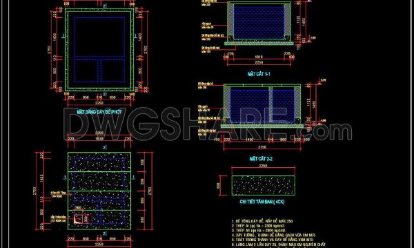 277. Free download of CAD technical drawings for the construction of bathrooms in townhouses