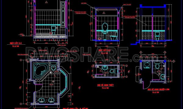 2 years ago
                

                
             597281. Free download of CAD technical drawings for the construction of bathrooms in townhouses