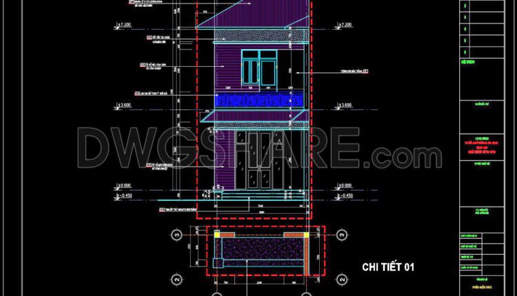 359. Free download of detailed architectural CAD drawings for facades, balconies, staircases, and restrooms in townhouses