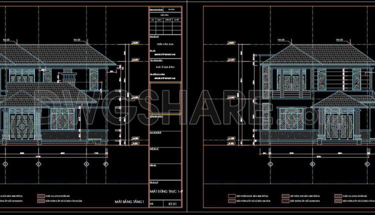 385. Download CAD Design Drawings for a 2-Story House with Dimensions 8.7m x 13.2m