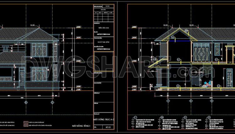 385. Download CAD Design Drawings for a 2-Story House with Dimensions 8.7m x 13.2m