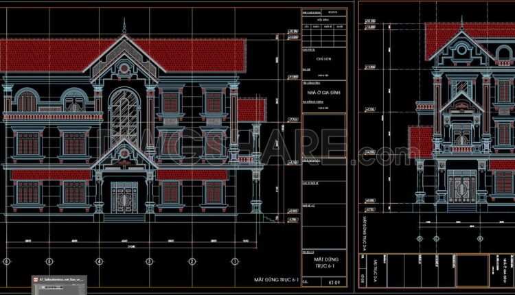386. Download CAD Design Drawings for a 3-Story House with Dimensions 8.9m x 22.7m