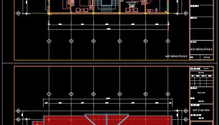 386. Download CAD Design Drawings for a 3-Story House with Dimensions 8.9m x 22.7m