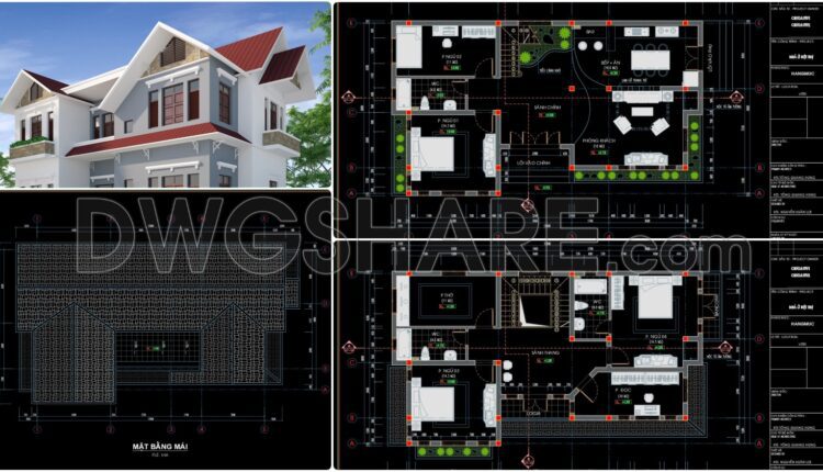 387. Download CAD Design Drawings for a 2-Story House with Dimensions 8m x 13m