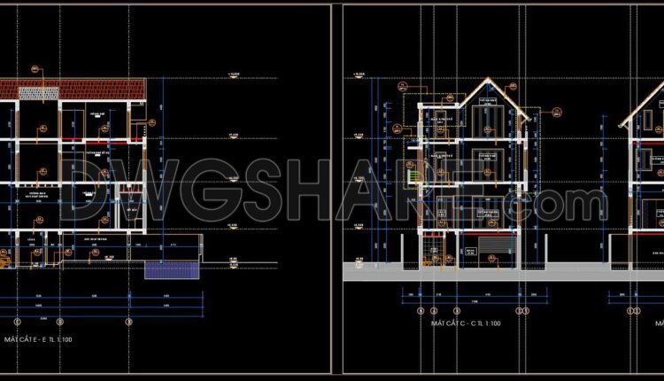 388. Download CAD Design Drawings for a 3-Story House with Dimensions 16m x 30m