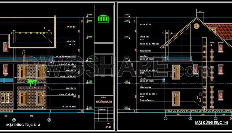 392. Download CAD Design Drawings for a 3-Story House with Dimensions 10.6m x 14.8m