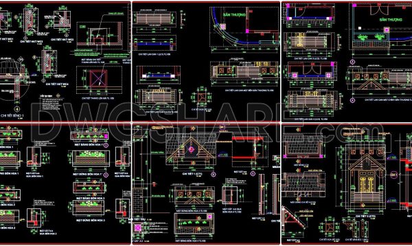 516. Free download of detailed architectural CAD drawings for facades, balconies, staircases, and restrooms in townhouses