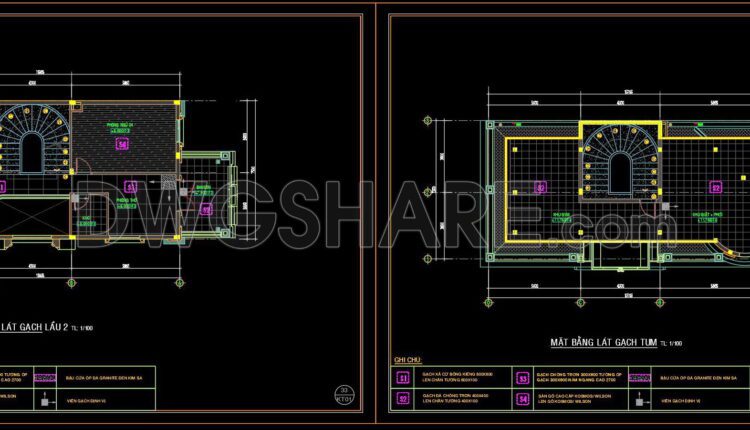 52. Download free detailed CAD drawings of floor plans for a 2-story townhouse (2)