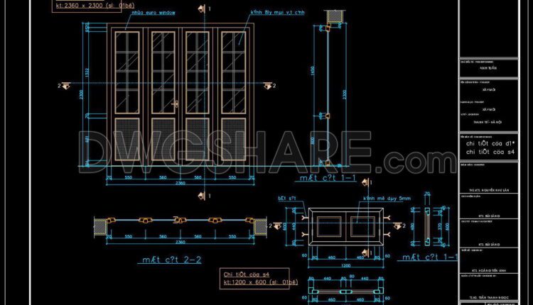 602. Detailed CAD Drawings Of Doors, Windows For Download