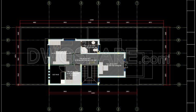 145. Detailed CAD drawings for the ceiling layout design of a 2-story townhouse