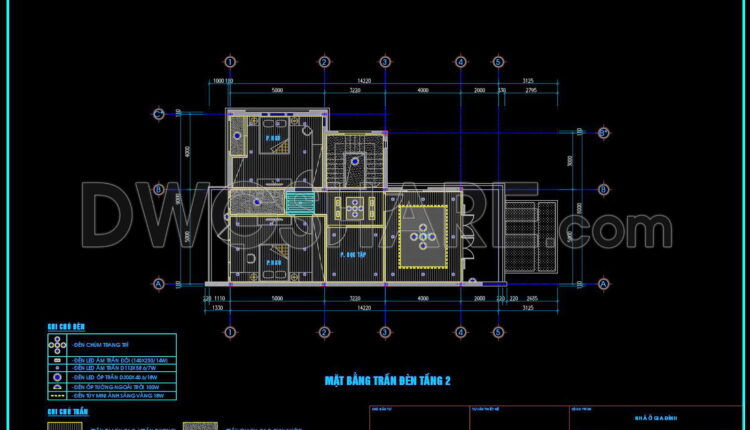 147. Detailed CAD drawings for the ceiling layout design of a 3-story townhouse