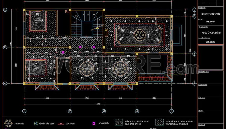 150. Detailed Cad Drawings For The Ceiling Layout Design Of A 3-story Townhouse (2)
