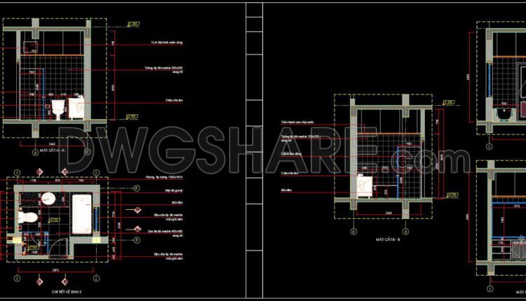 298. Free Download Of Cad Technical Drawings For The Construction Of Bathrooms In Townhouses (3)