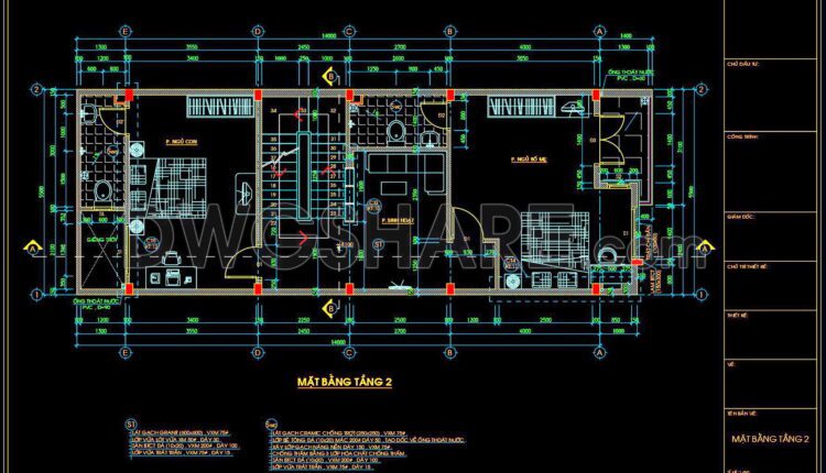 463. Download CAD Design Drawings for a 3-Story House with Dimensions 5.5m x 14m