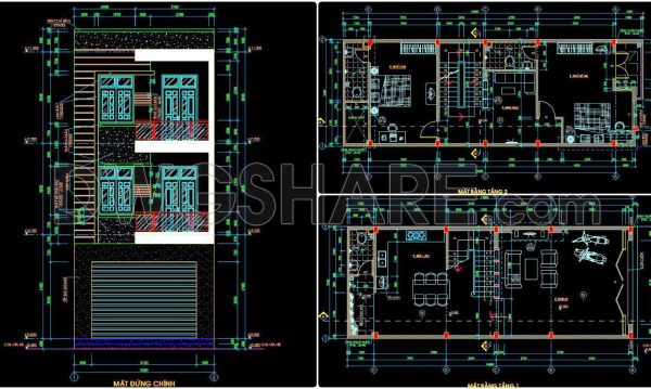 2 years ago
                

                
             1,892463. Download CAD Design Drawings for a 3-Story House with Dimensions 5.5m x 14m
