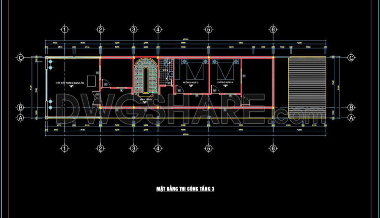 464. Download Cad Design Drawings For A 3-story House With Dimensions 6.1m X 25.8m (3)