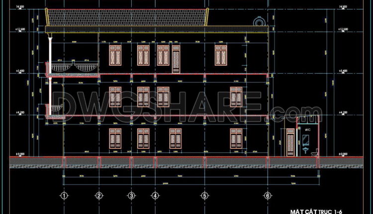 464. Download Cad Design Drawings For A 3-story House With Dimensions 6.1m X 25.8m (6)