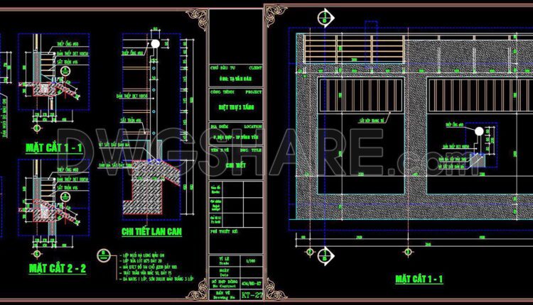 518. Free download of detailed architectural CAD drawings for the house entrance facade, balcony details, and elevation details