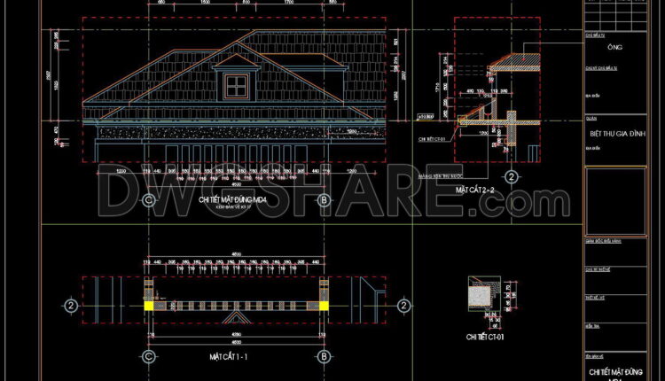 519. Download Free CAD Drawing of Residential Elevation Architectural Details