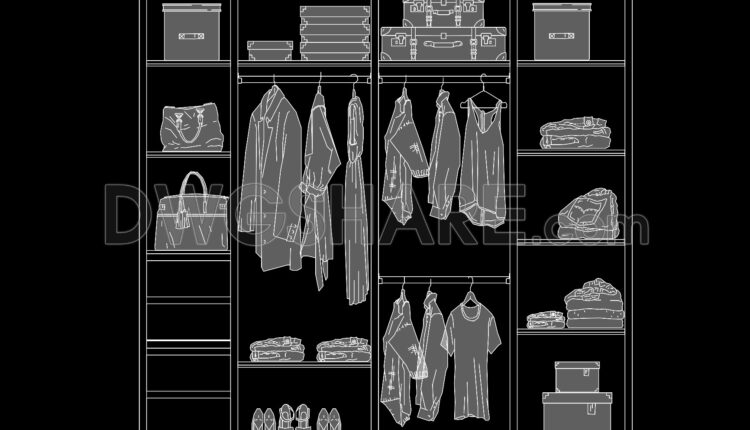 56. Free Download of CAD Block for Bedroom Wardrobe Elevation