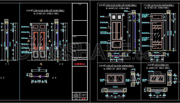 616. Detailed CAD Drawings Of Doors, Windows For Download