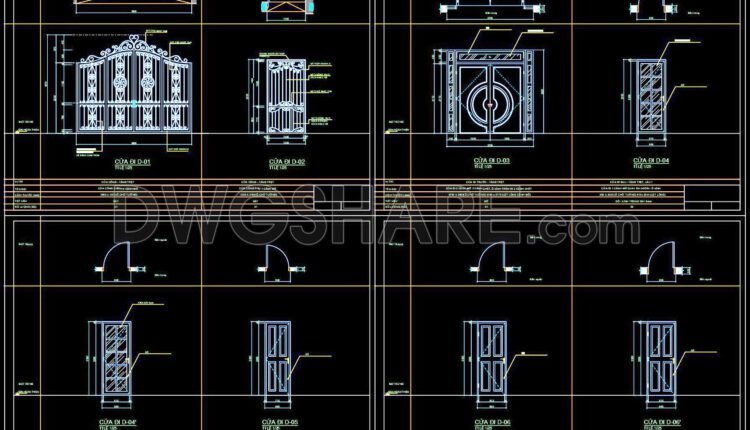 622. Detailed CAD Drawings Of Doors, Windows For Download