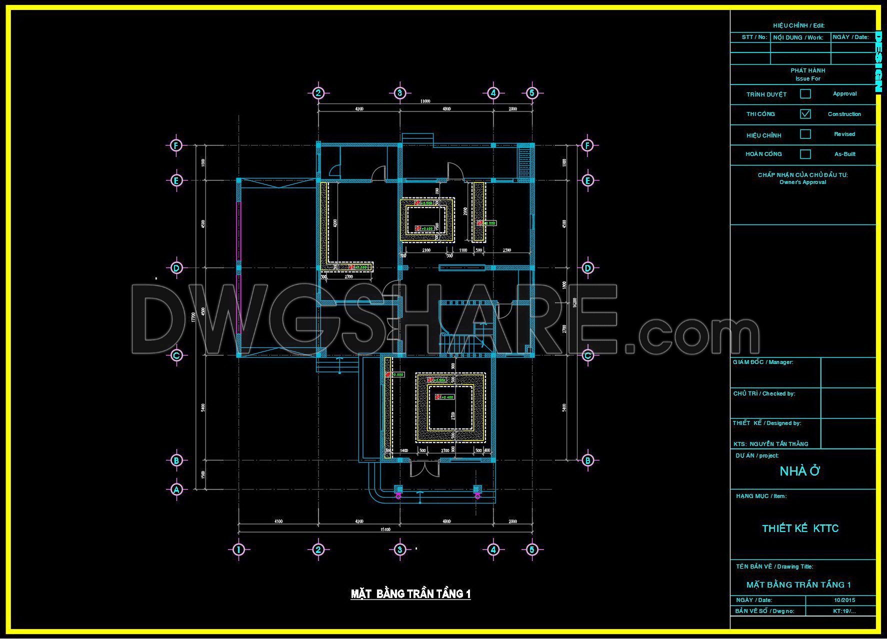155. Detailed Cad Drawings For The Ceiling Layout Design Of A 2-story Townhouse (1)