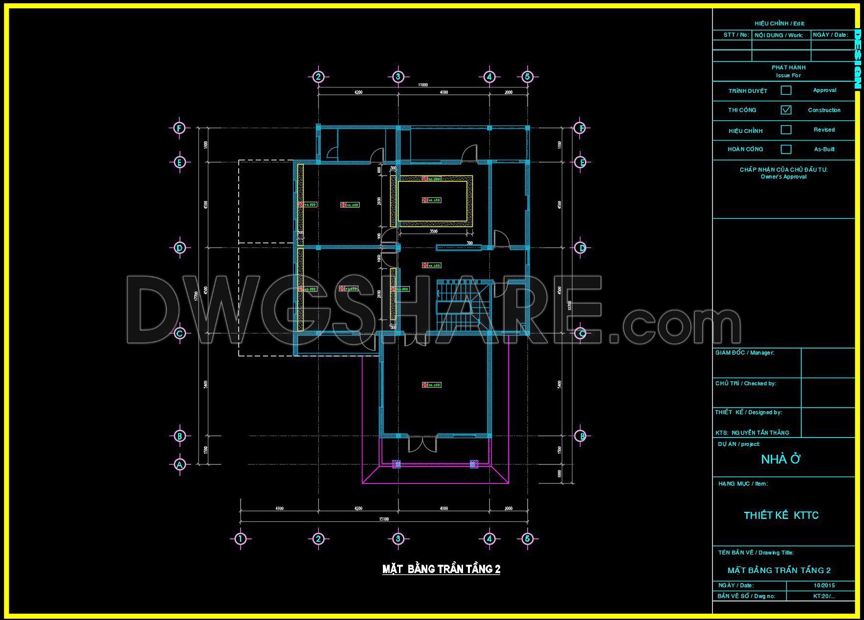 155. Detailed Cad Drawings For The Ceiling Layout Design Of A 2-story Townhouse (2)