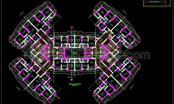 17. CAD drawings of a high-rise residential apartment project with a total area of 3000m2