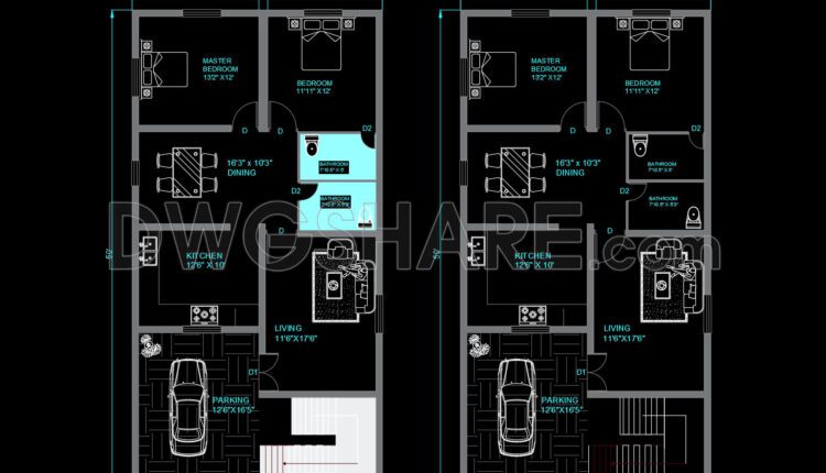 241. Free Download Cad Drawings Of 105m2 House Floor Plans