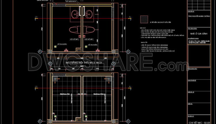302. Free Download Of Cad Technical Drawings For The Construction Of Bathrooms In Townhouses (2)