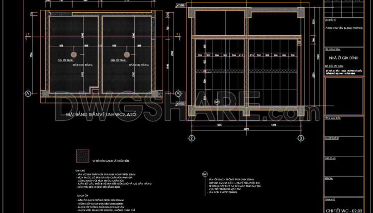 302. Free Download Of Cad Technical Drawings For The Construction Of Bathrooms In Townhouses (3)