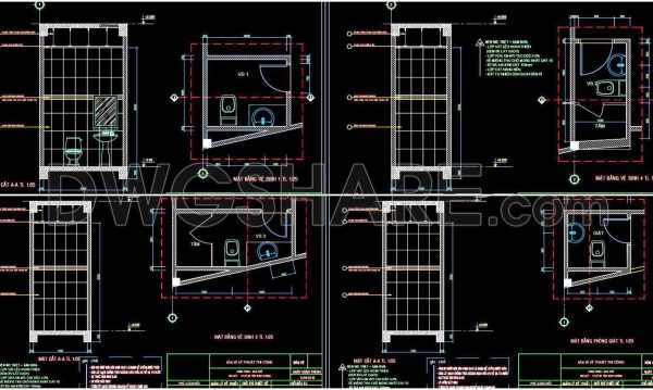 2 years ago
                

                
             440304. Free download of CAD technical drawings for the construction of bathrooms in townhouses