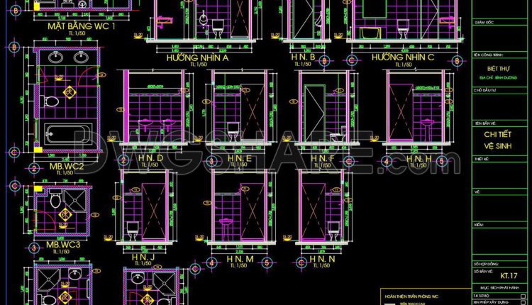 306. Free Download Of Cad Technical Drawings For The Construction Of Bathrooms In Townhouses