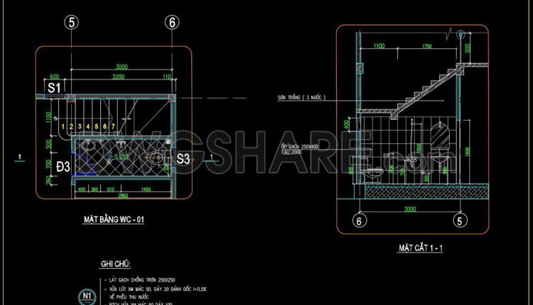 307. Free Download Of Cad Technical Drawings For The Construction Of Bathrooms In Townhouses (1)