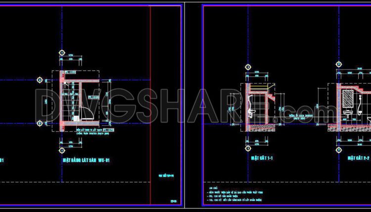 312. Free Download Of Cad Technical Drawings For The Construction Of Bathrooms In Townhouses (1)